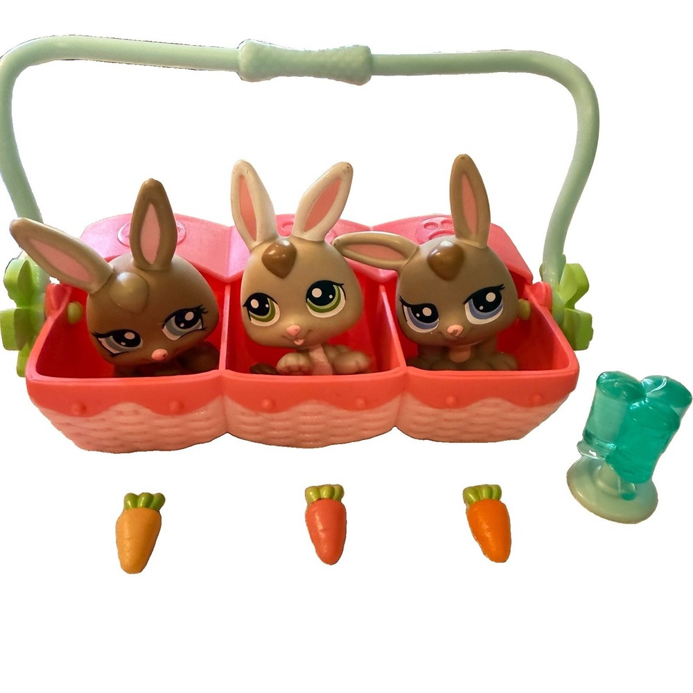 Littlest Pet Shop LPS #1332 #1333 #1334 Petriplets Bunny Rabbits Complete 2009